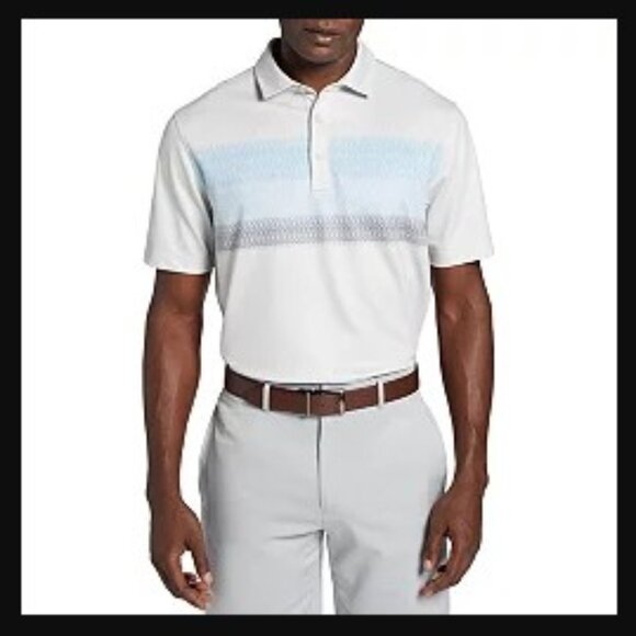 Walter Hagen P11 "Club Chest Stripe" Men's Polo Glacier Grey - Size: Large - NWT - Picture 1 of 14